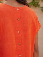 Roman Orange Buttoned Back Shell Top - Image 4 of 4