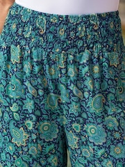 Roman Green Floral Print Tiered Palazzo Trousers - Image 4 of 4