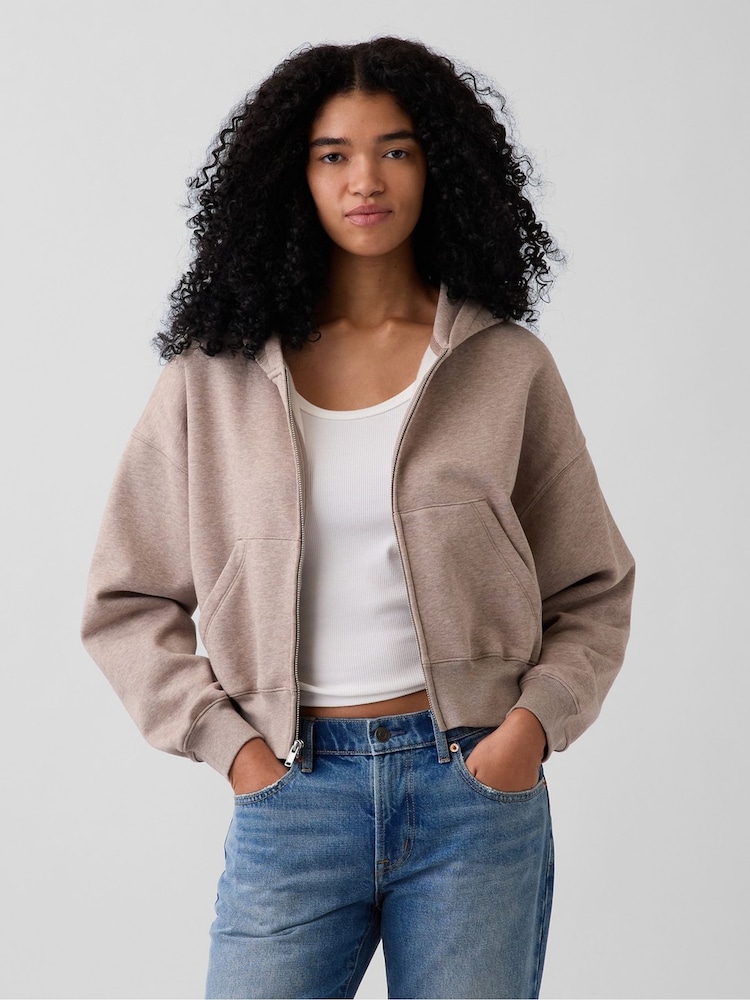 Gap Cool Brown VintageSoft Wedge Zip-up Hoodie - Image 2 of 6 Gap Cool Brown VintageSoft Wedge Zip-up Hoodie - Image 2 of 6