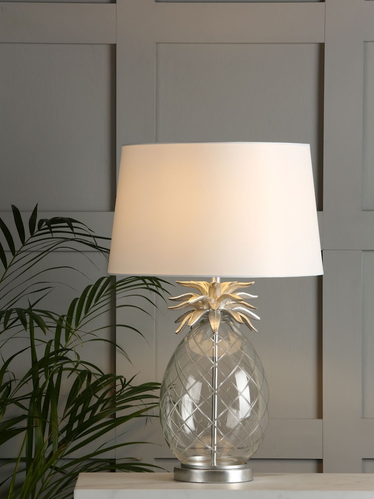 Laura Ashley Clear Pineapple Cut Glass Table Lamp with Shade - Image 1 of 4
