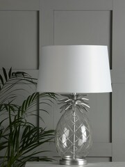 Laura Ashley Clear Pineapple Cut Glass Table Lamp with Shade - Image 2 of 4