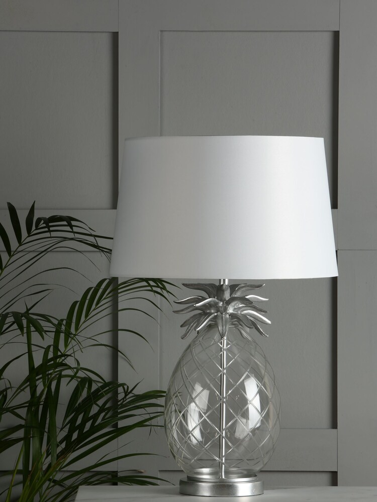 Laura Ashley Clear Pineapple Cut Glass Table Lamp with Shade - Image 2 of 4