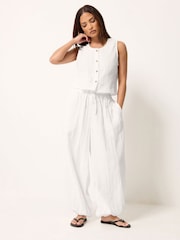 PixieGirl Petite White Cheescloth Top & Balloon Trousers Set - Image 1 of 6
