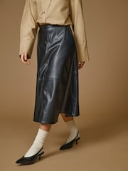 JDY Faux Leather A-Line Midi Skirt - Image 2 de 8