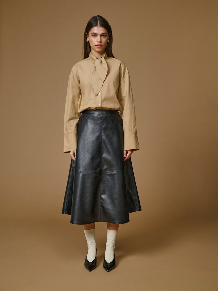 JDY Faux Leather A-Line Midi Skirt - Image 2 de 8
