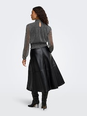JDY Faux Leather A-Line Midi Skirt - Image 7 de 8