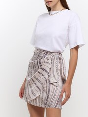 River Island Chain Print Mini White Skirt - Image 1 of 4