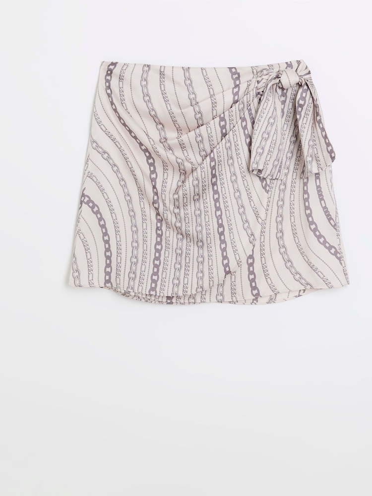 River Island Chain Print Mini White Skirt - Image 4 of 4