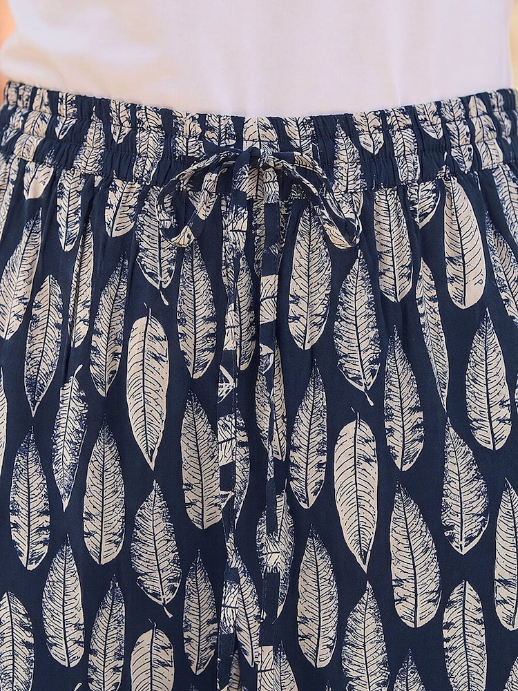 Roman Blue Leaf Print Culotte Trousers - Image 4 of 4