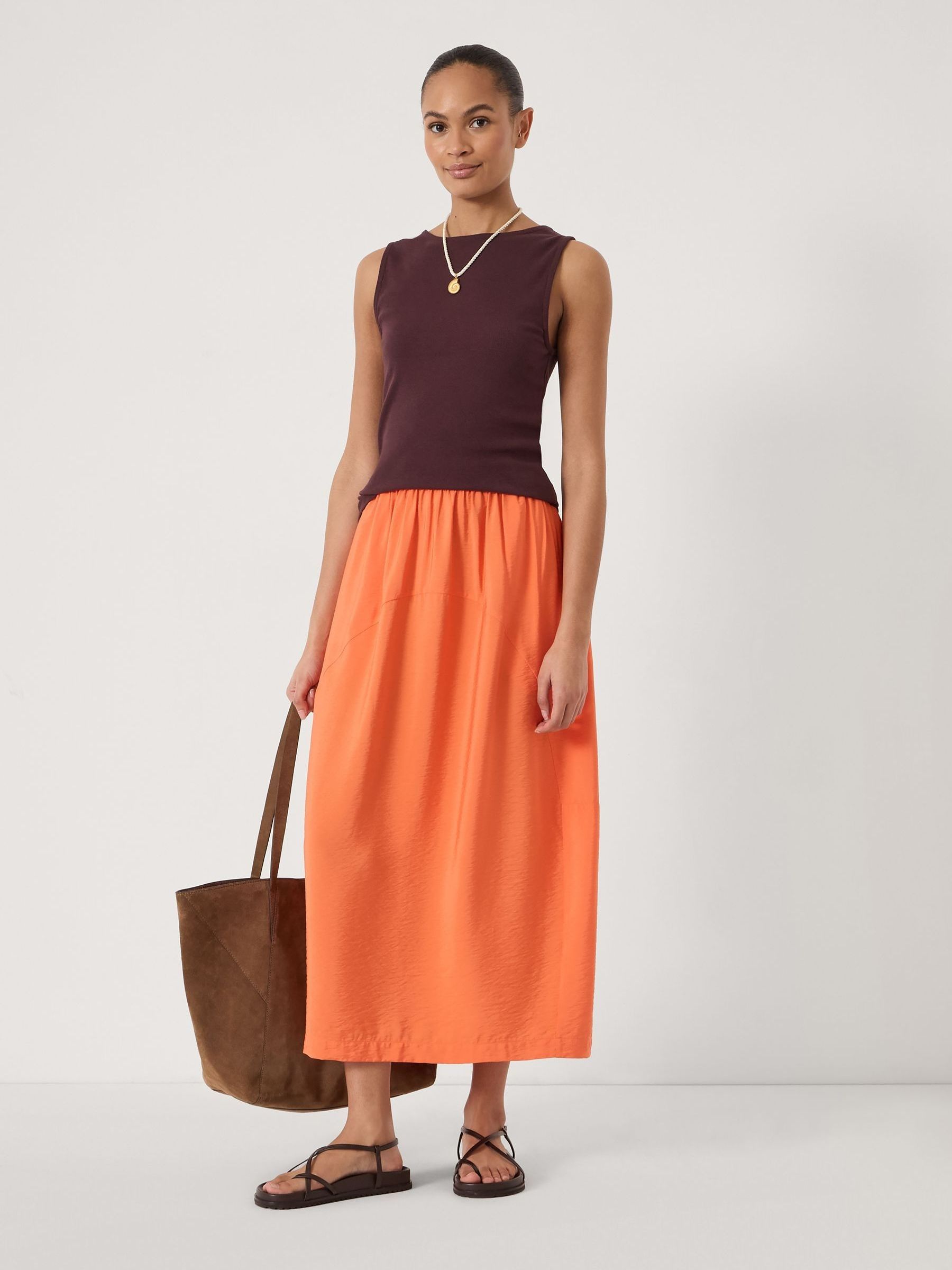 Buy Hush Orange Liddie Air Flow Barrel Midi Skirt from the Next UK