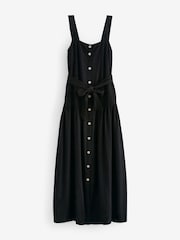Black Linen Blend Midi Dress - Image 6 of 7
