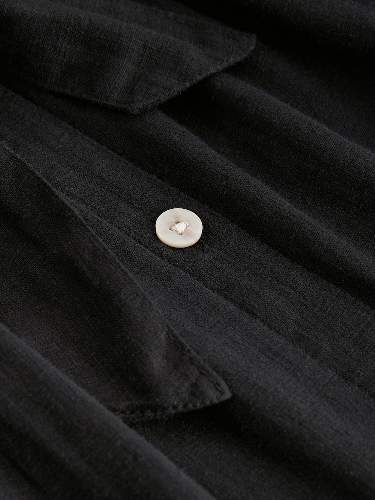 Black Linen Blend Midi Dress - Image 7 of 7