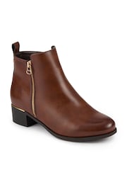 Pavers Brown Wide Fit Smart Zip Up Ankle Boots - Image 1 of 5
