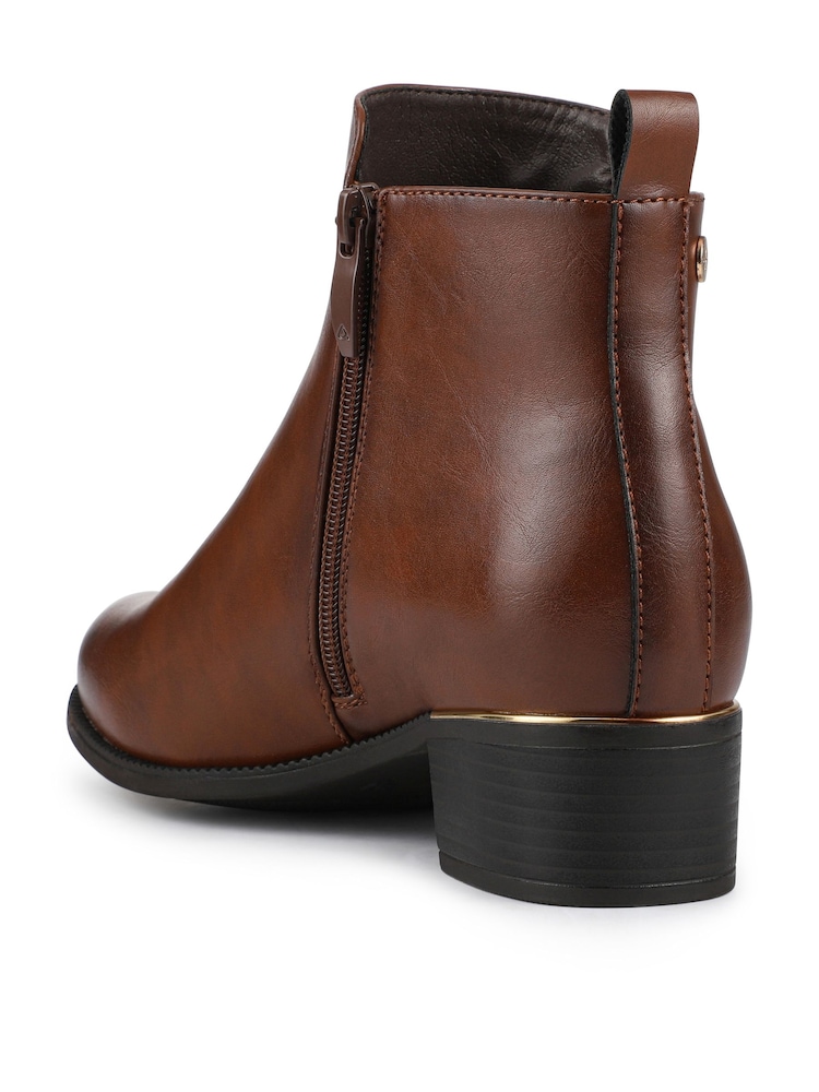 Pavers Brown Wide Fit Smart Zip Up Ankle Boots - Image 2 of 5