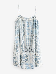 Blue On White Mini Summer Dress With Linen - Image 5 of 6