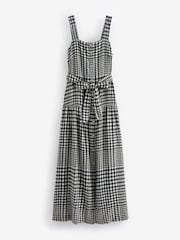 Black/White Linen Blend Midi Dress - Image 5 of 6
