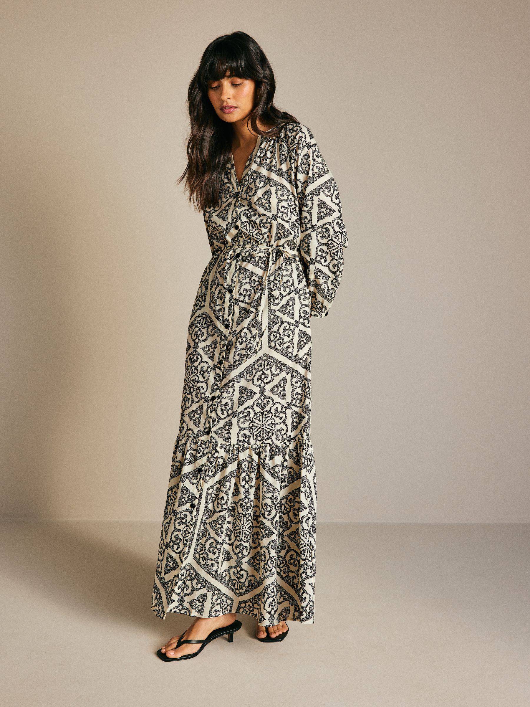 Buy Black White 100 Cotton Long Sleeve Dress from Next USA