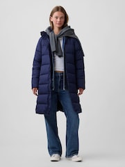 Blau - Gap Relaxed Midi Puffer Coat - Bild 3 von 4