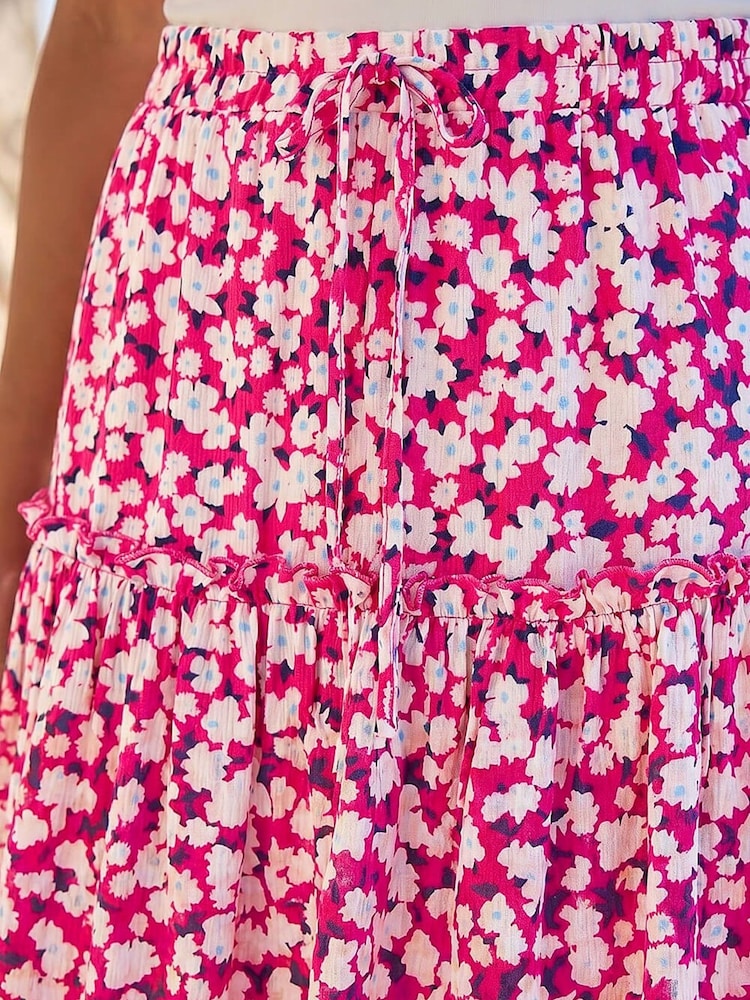 Roman Pink Petite Ditsy Floral Frill Skirt - Image 3 of 3