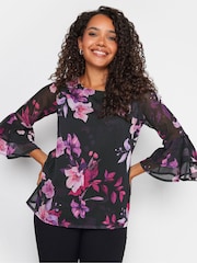 M&Co Black Flute Sleeve Blouse - Image 4 of 4