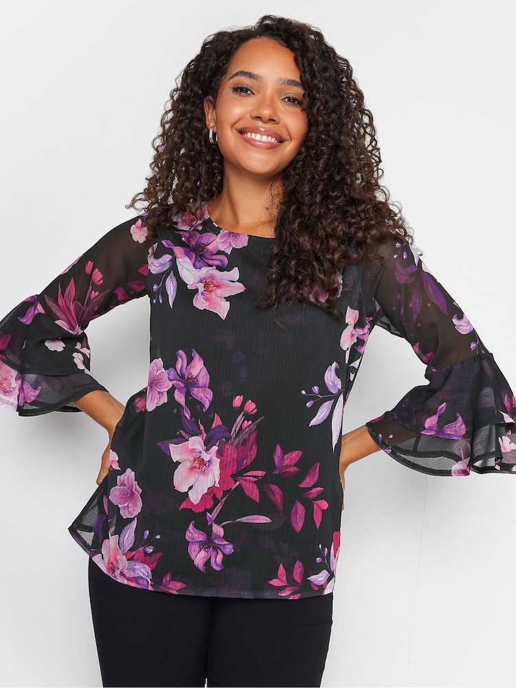 M&Co Black Flute Sleeve Blouse - Image 4 of 4