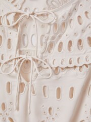Reiss Cream Kyra Broderie Tie Neck Blouse - Image 5 of 5