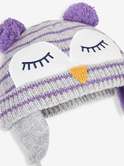JoJo Maman Bébé Grey Girls' Owl Hat - Image 2 of 2