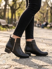 Pavers Black Wide Fit Smart Zip Up Ankle Boots - Image 1 of 6