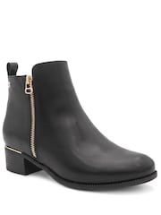 Pavers Black Wide Fit Smart Zip Up Ankle Boots - Image 2 of 6