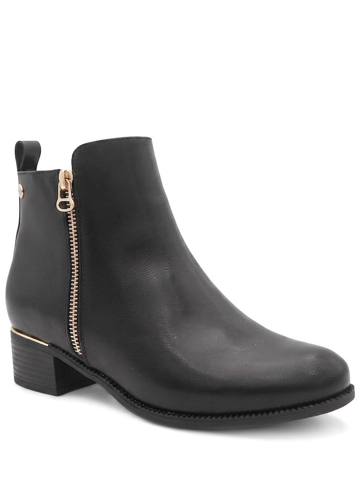 Pavers Black Wide Fit Smart Zip Up Ankle Boots - Image 2 of 6
