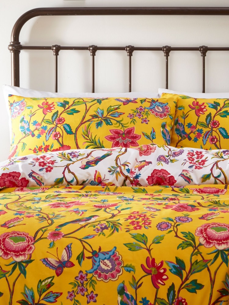 furn. Yellow Pomelo Tropical Floral Reversible Duvet Cover and Pillowcase Set - Image 3 of 3