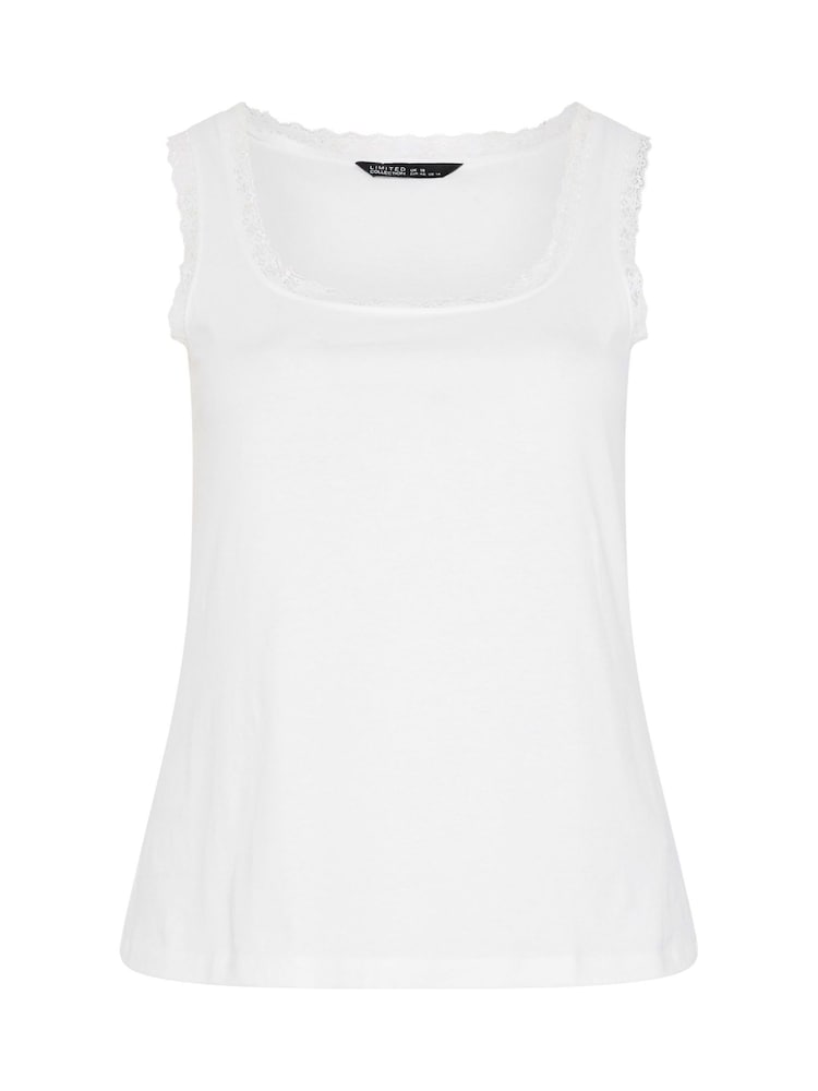 Yours Curve White Lace Trim Vest Top - Image 5 of 5 Yours Curve White Lace Trim Vest Top - Image 5 of 5