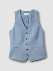 Reiss Blue June Single Breasted Suit Waistcoat with TENCEL™ Fibers - Image 2 of 6