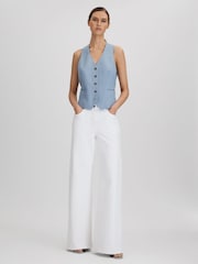 Reiss Blue June Single Breasted Suit Waistcoat with TENCEL™ Fibers - Image 3 of 6