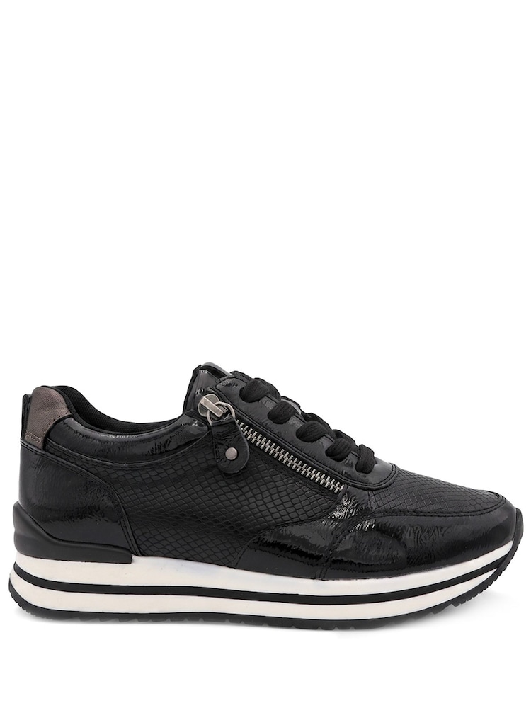 Negru - Pantofi sport Pavers Extra lat cu fermoar & șiret și talpă cu amortizare - Imaginea 2 din 6 Negru - Pantofi sport Pavers Extra lat cu fermoar & șiret și talpă cu amortizare - Imaginea 2 din 6