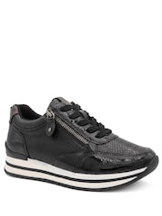 Negru - Pantofi sport Pavers Extra lat cu fermoar & șiret și talpă cu amortizare - Imaginea 3 din 6