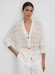 Reiss Ivory Ottie Crochet Cardigan - Image 1 of 7