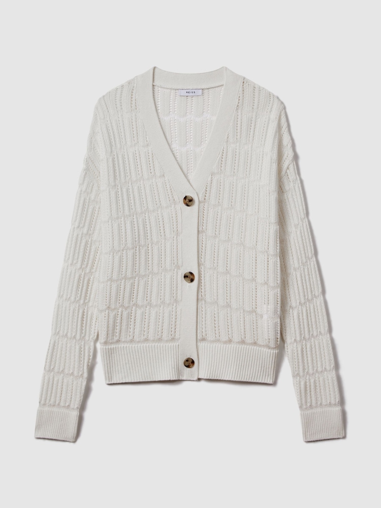 Reiss Ivory Ottie Crochet Cardigan - Image 2 of 7