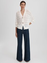 Reiss Ivory Ottie Crochet Cardigan - Image 3 of 7