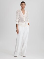 Reiss Ivory Ottie Crochet Cardigan - Image 6 of 7