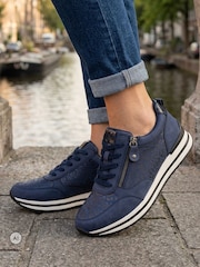 Albastru - Pantofi sport Pavers Extra lat cu fermoar & șiret și talpă cu amortizare - Imaginea 1 din 6