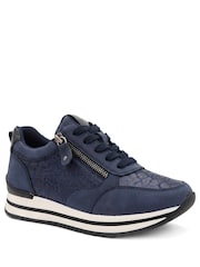 Albastru - Pantofi sport Pavers Extra lat cu fermoar & șiret și talpă cu amortizare - Imaginea 3 din 6