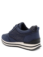 Albastru - Pantofi sport Pavers Extra lat cu fermoar & șiret și talpă cu amortizare - Imaginea 4 din 6