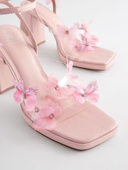 Pink Forever Comfort® Butterfly Block Heel Sandals - Image 3 of 5