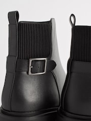 Black Extra Wide Fit Forever Comfort® Buckle Detail Ankle Boots - Image 6 of 7