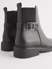 Black Extra Wide Fit Forever Comfort® Buckle Detail Ankle Boots - Image 7 of 7