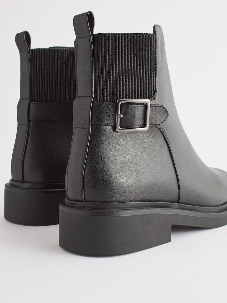 Black Extra Wide Fit Forever Comfort® Buckle Detail Ankle Boots - Image 7 of 7