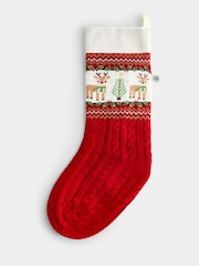 JoJo Maman Bébé Red Reindeer Fairisle Knitted Christmas Stocking - Image 1 of 4
