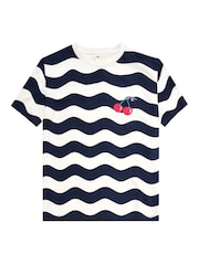 SCAMP & DUDE Blue/White Wave Stripe T-Shirt - Image 1 of 1