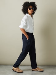 Reiss White Ruban 9-13 yrs Striped Linen Cutaway Collar Shirt - Image 3 of 4